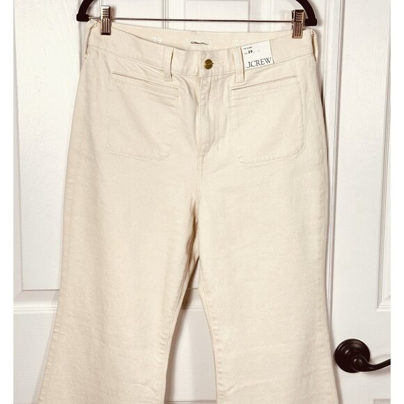 High Rise Flare Jeans Ecru Cream Denim J.Crew ’96 Flare Stretch Women 29 NWT - Picture 7 of 14
